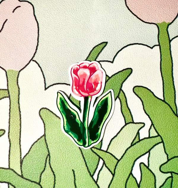 Matte Pink Tulip Sticker