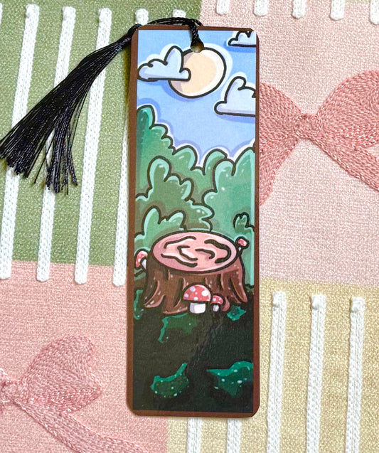 Forest Log Laminated Bookmark (black tassel)