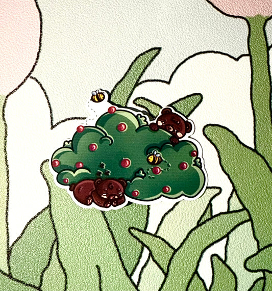 Matte Berry Bear Bush Sticker