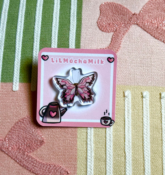 Pink Butterfly 🦋 Pin (pink heart backing)