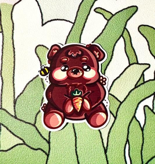 Matte Cozy Spring Bear Sticker