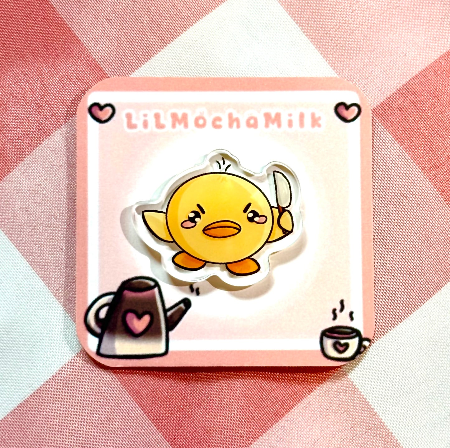 Murder duck Pin (pink heart backing)