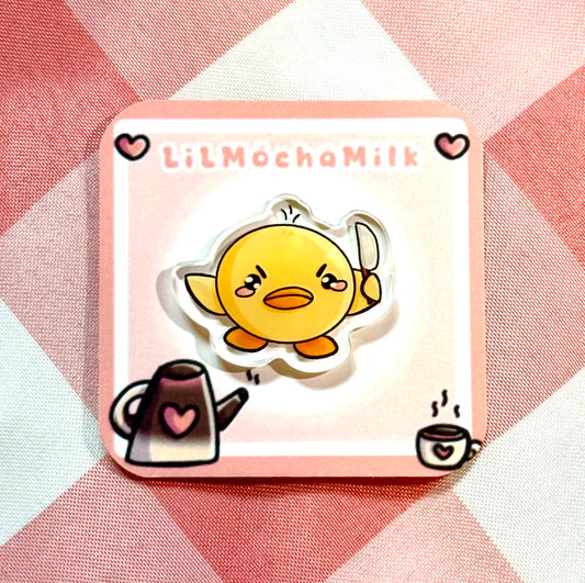 Murder duck Pin (pink heart backing)