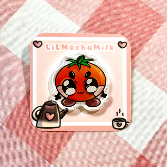 Gremlin Tomato Pin (pink heart backing)