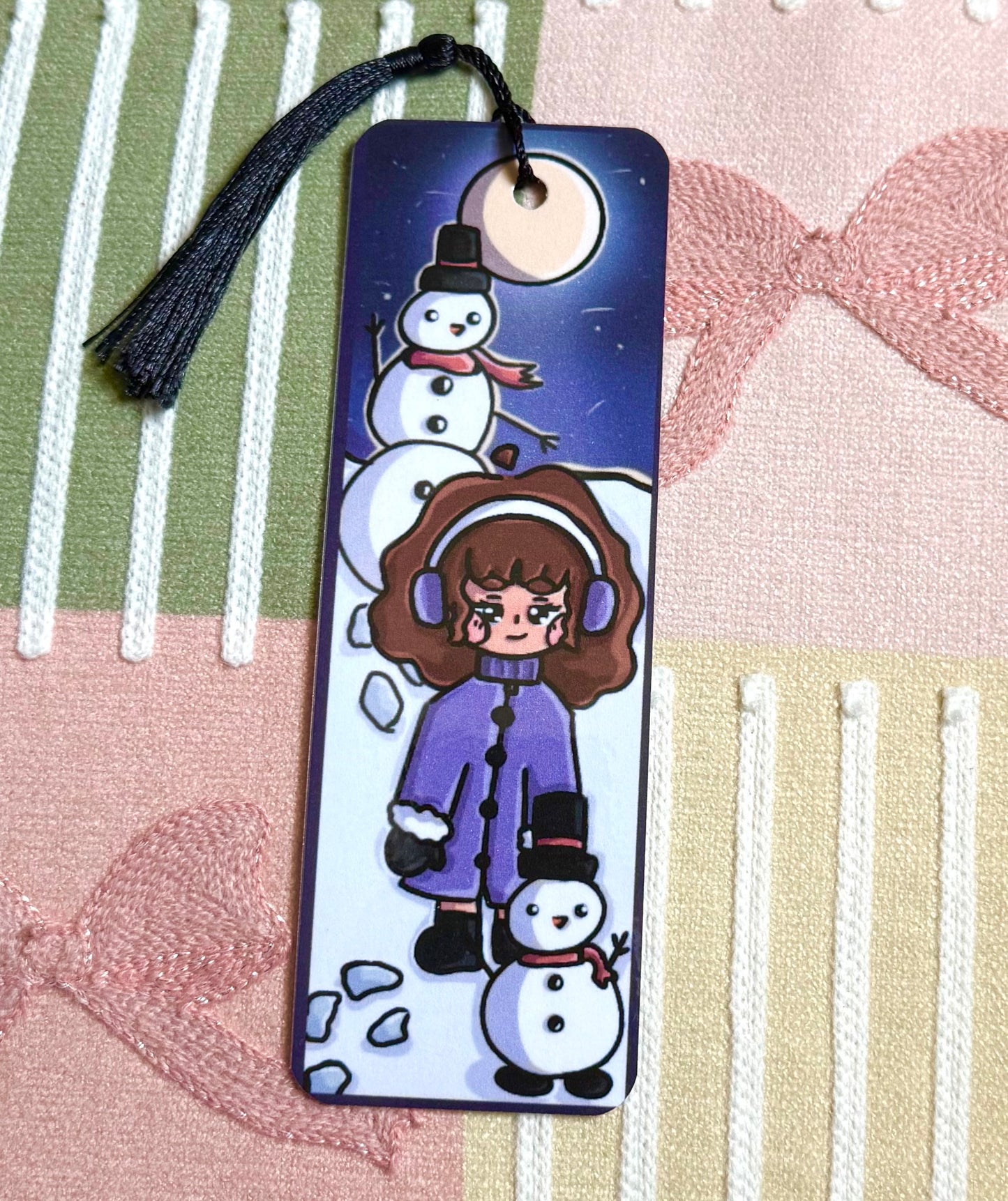 Cold Winter Night ❄️ Laminated Bookmark (black tassel)
