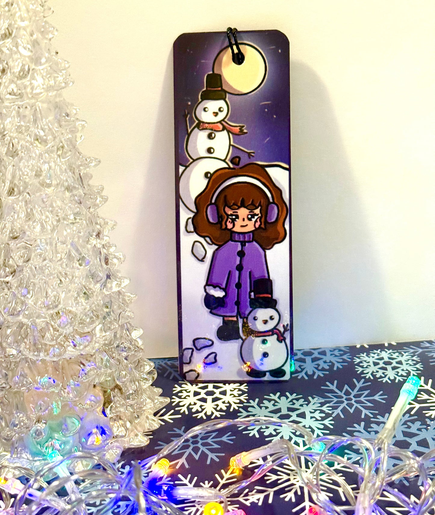 Cold Winter Night ❄️ Laminated Bookmark (black tassel)