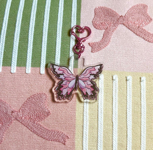 Pink Butterfly Keychain (pink heart chain)