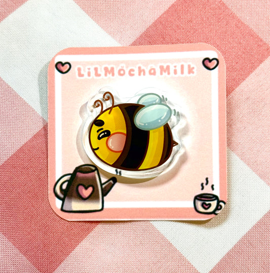 Bee Pin (pink heart backing)