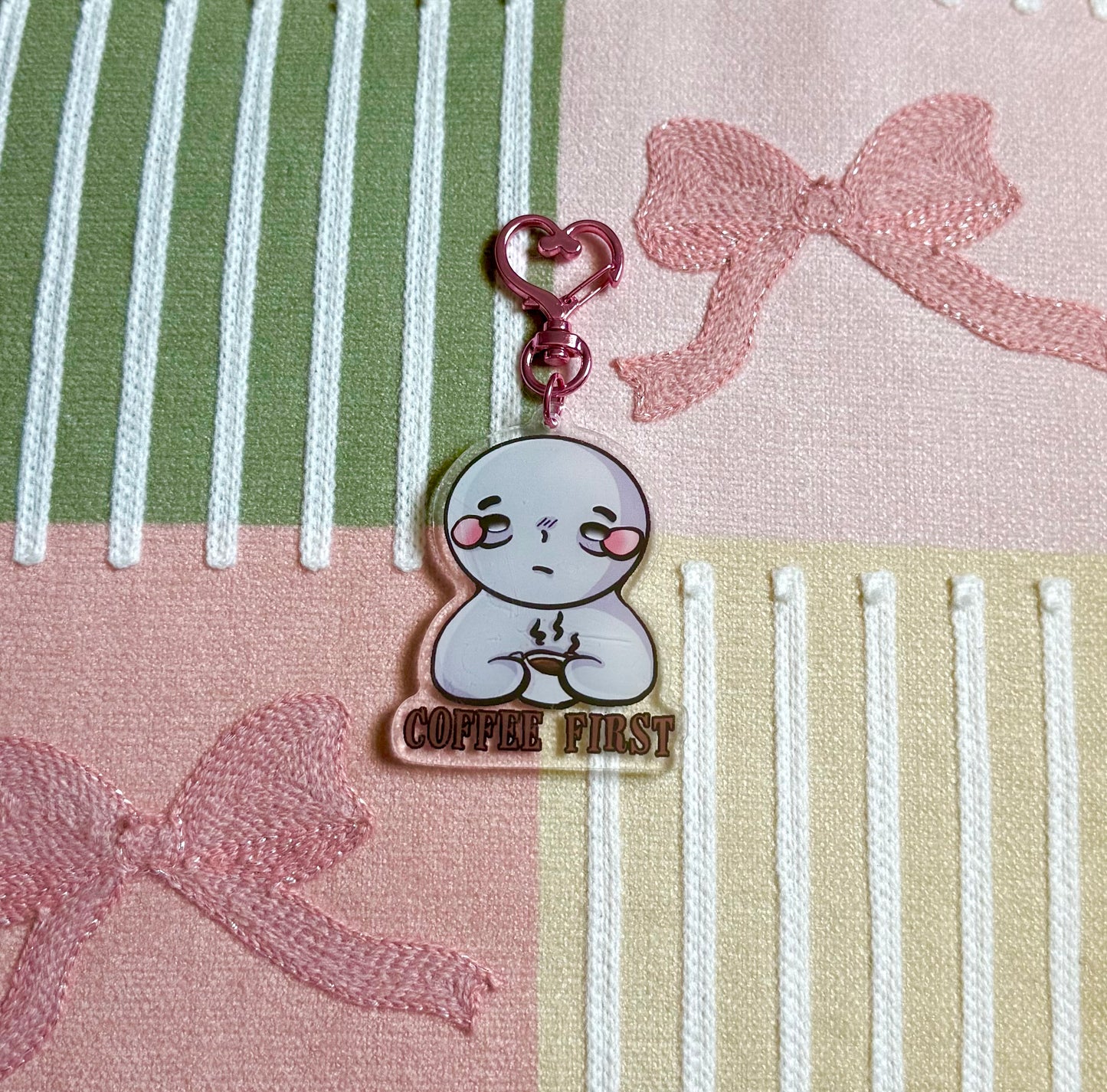 Coffee First ☕️ Keychain (pink heart heart chain)