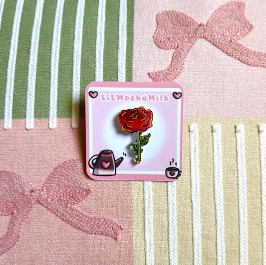 Rose 🌹 Pin (pink heart backing)