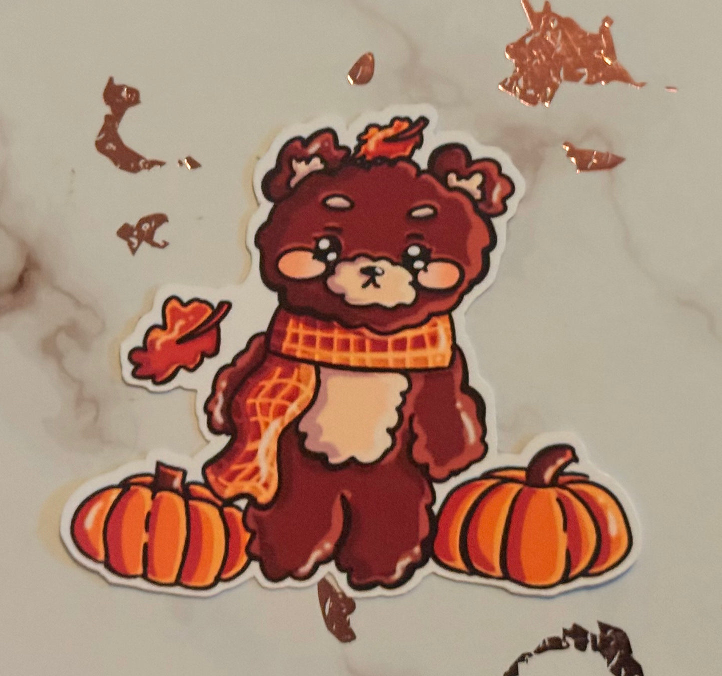 Fall Pumpkin Bear Matte Sticker